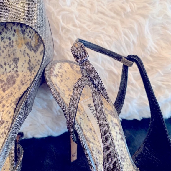 Manolo Blahnik 4.5” Closed Toe Sling Back Heels - Picture 3 of 8